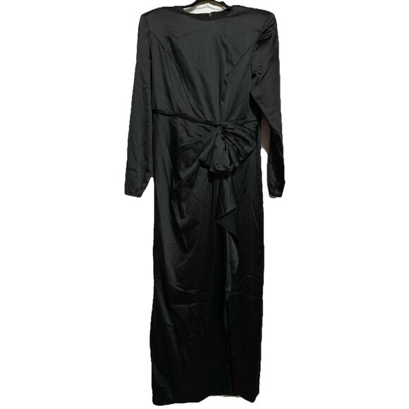 Mac Duggal 26676 Ieena Size 6 Long Sleeve Structured Bow Draped Gown Black  NWT - Picture 9 of 16